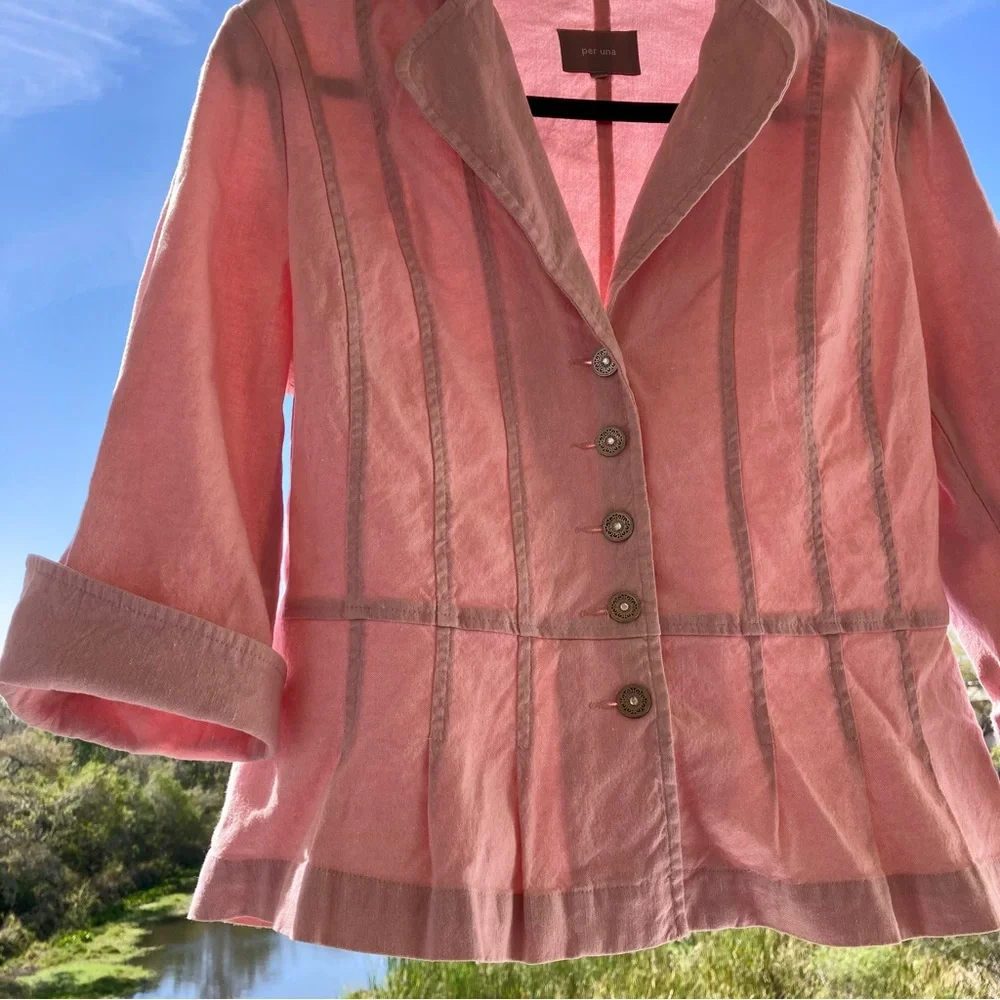 per una marks and spencer jacket vintage pink Linen/Cotton/Elastane Size:14 - Picture 3 of 14